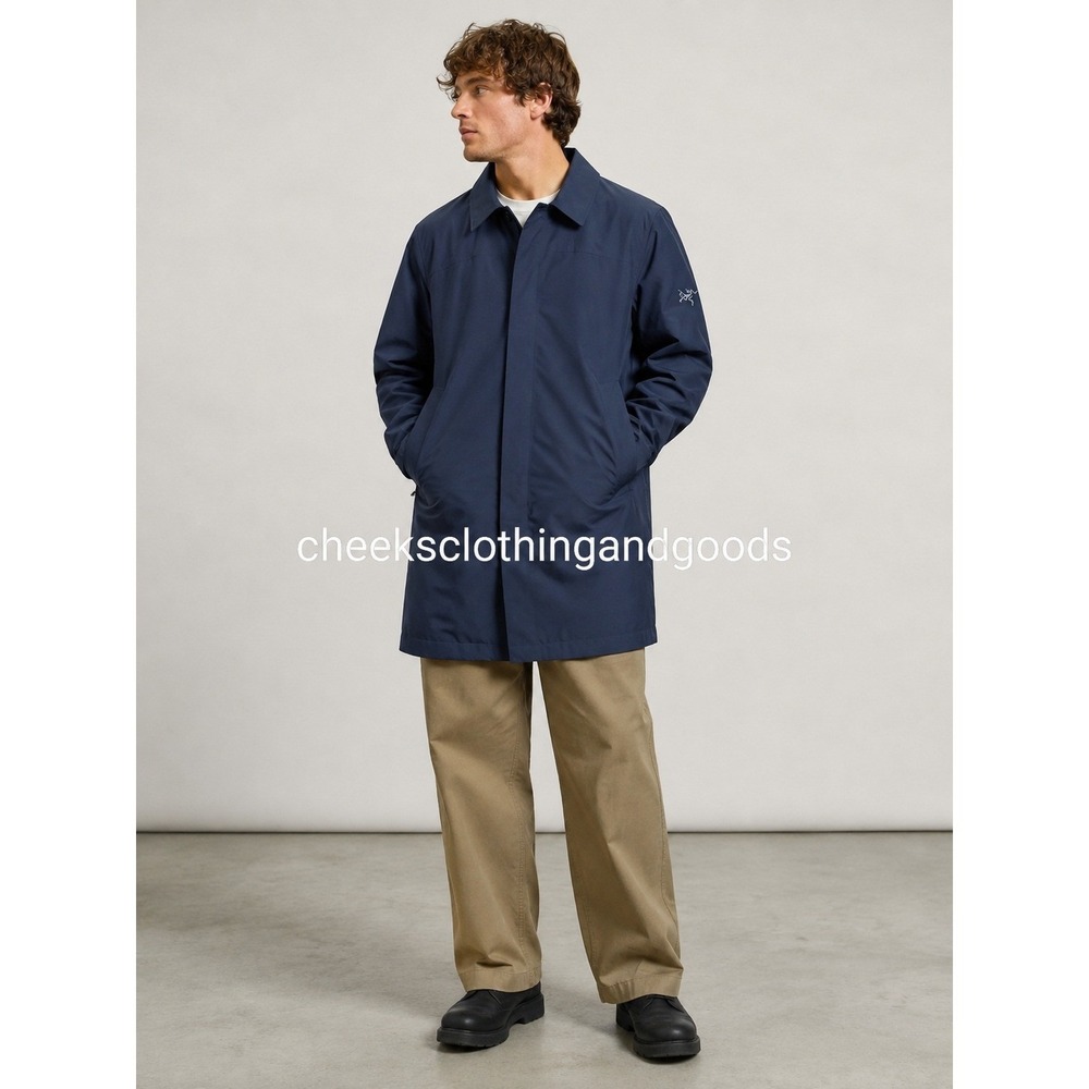 Arcteryx Keppel Trench Coat Mens Navy Blue GORE-TEX Waterproof Jacket